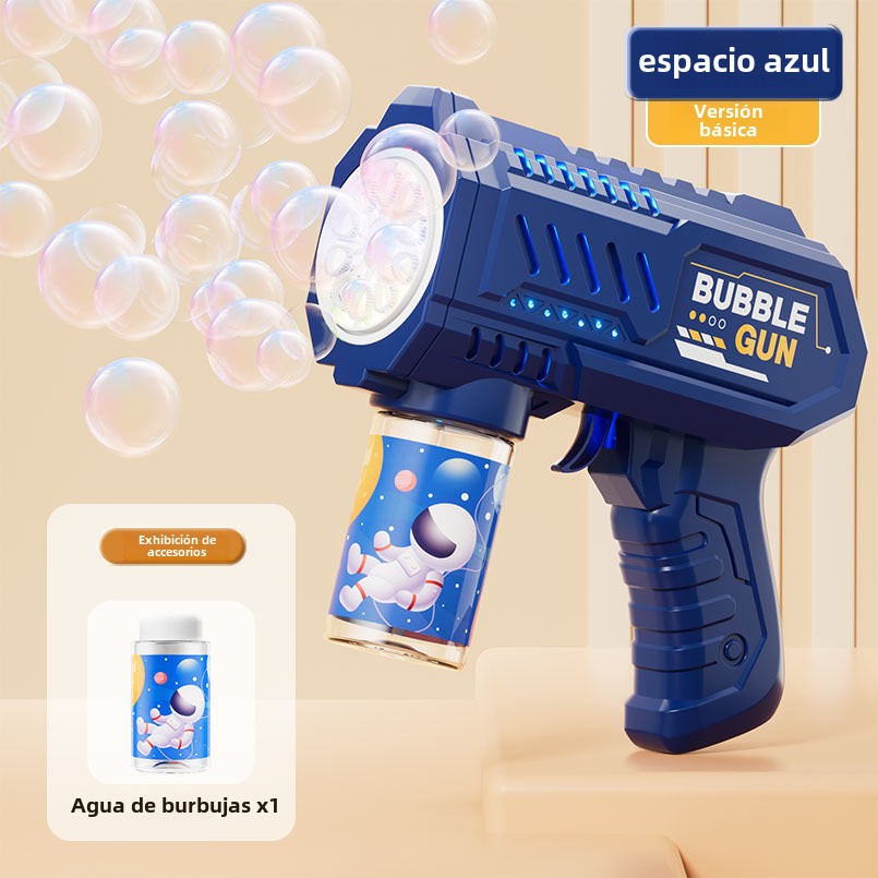 Pistola de burbujas eléctrica para niños: juguete automático con luces LED, perfecto para fiestas y juegos al aire libre