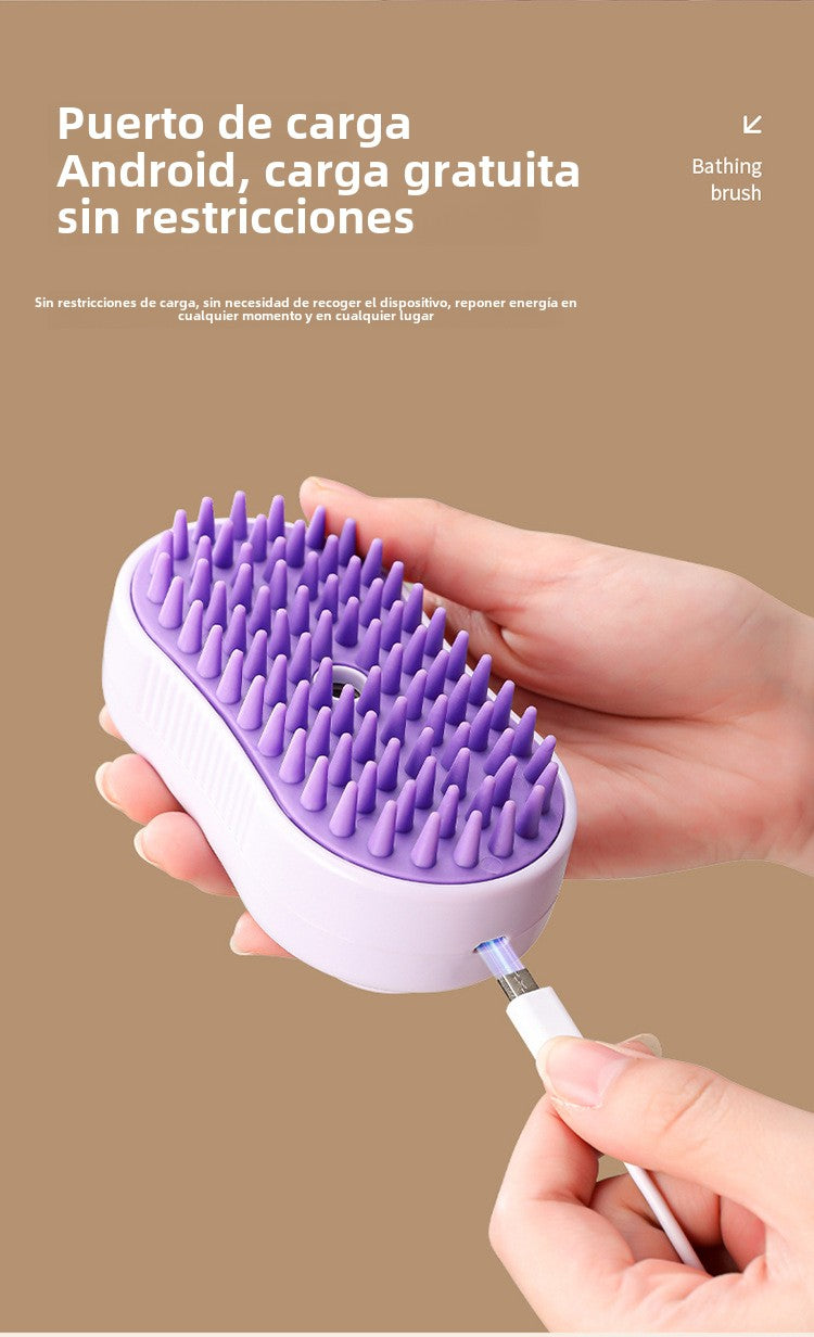 Cepillo de Masaje para Mascotas: Cepillo Desenredante y Quitapelusa para Gatos con Vapor