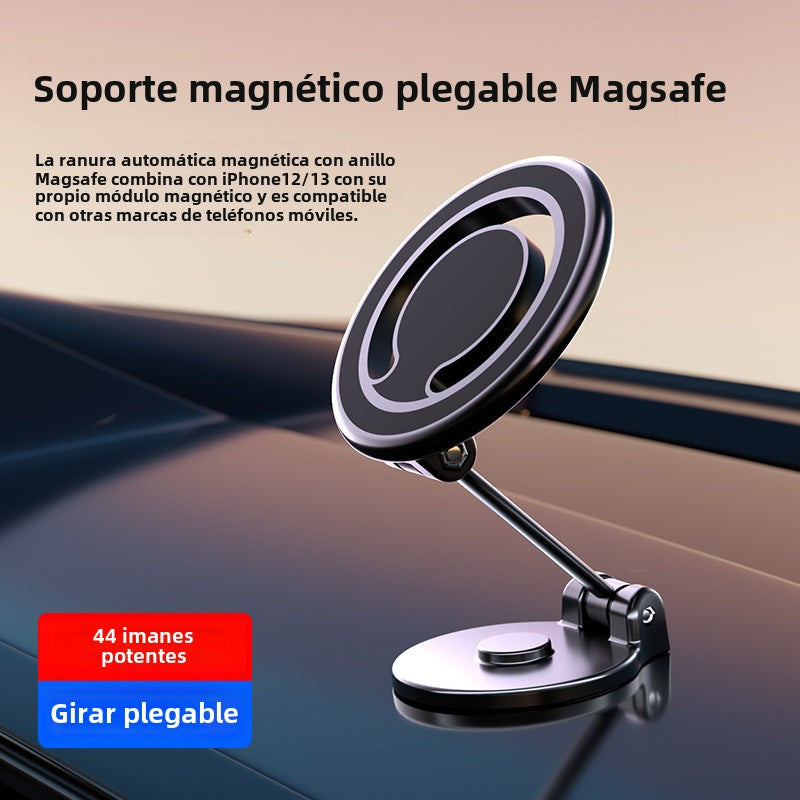 Soporte de Teléfono Magnético MagSafe para Auto: Plegable, Rotación de 360° y Adhesivo para Tablero de Navegación