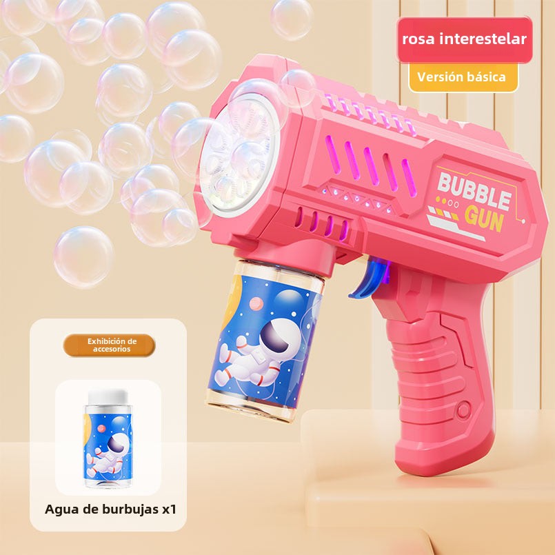 Pistola de burbujas eléctrica para niños: juguete automático con luces LED, perfecto para fiestas y juegos al aire libre