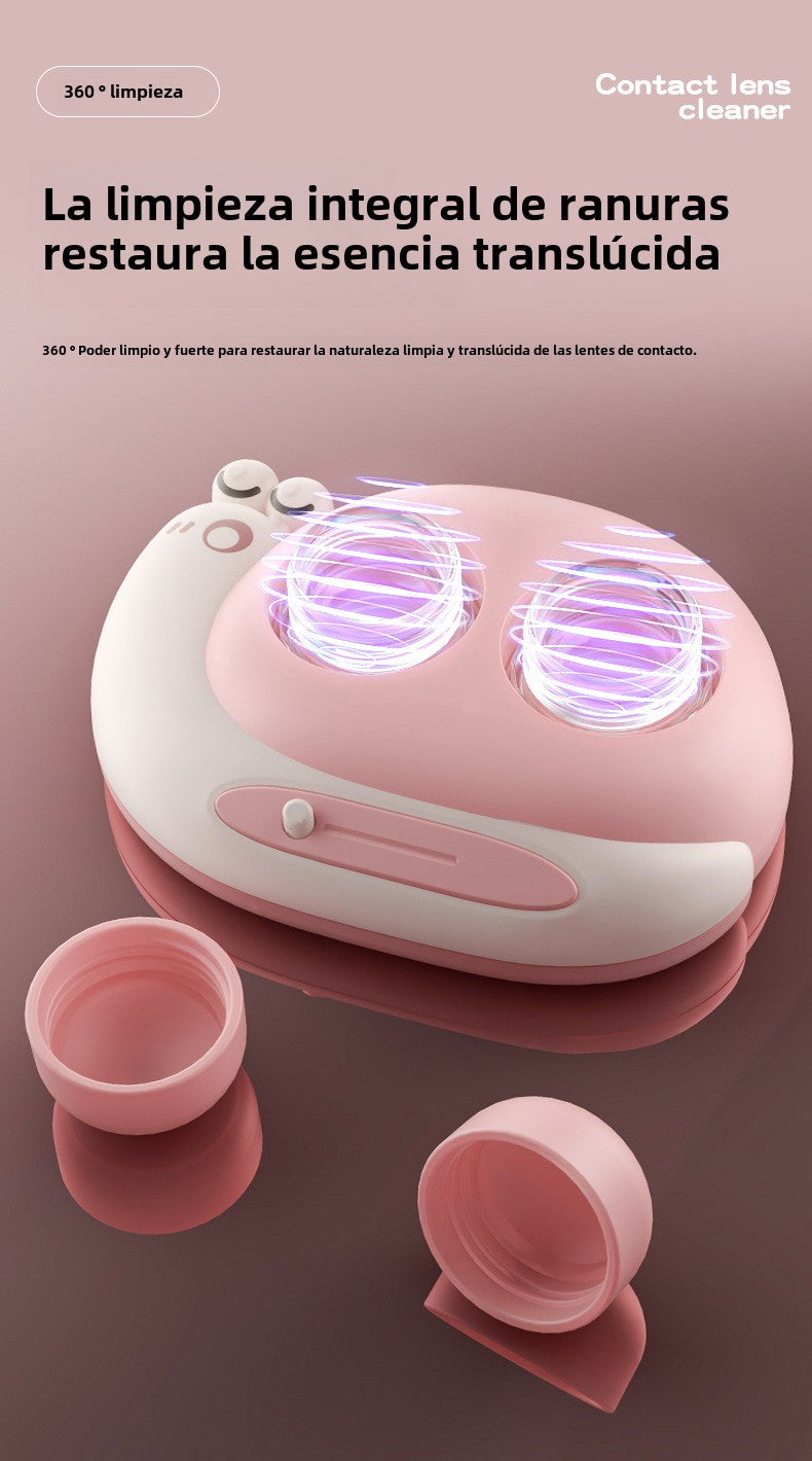 Limpiador y Estuche Automático para Lentes de Contacto: Mini Dispositivo Silencioso de Limpieza Portátil con Almacenamiento Integrado
