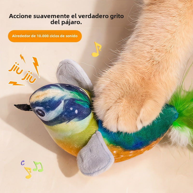 Juguete para Gato: Varita de Plumas con Sonido de Pájaro Realista