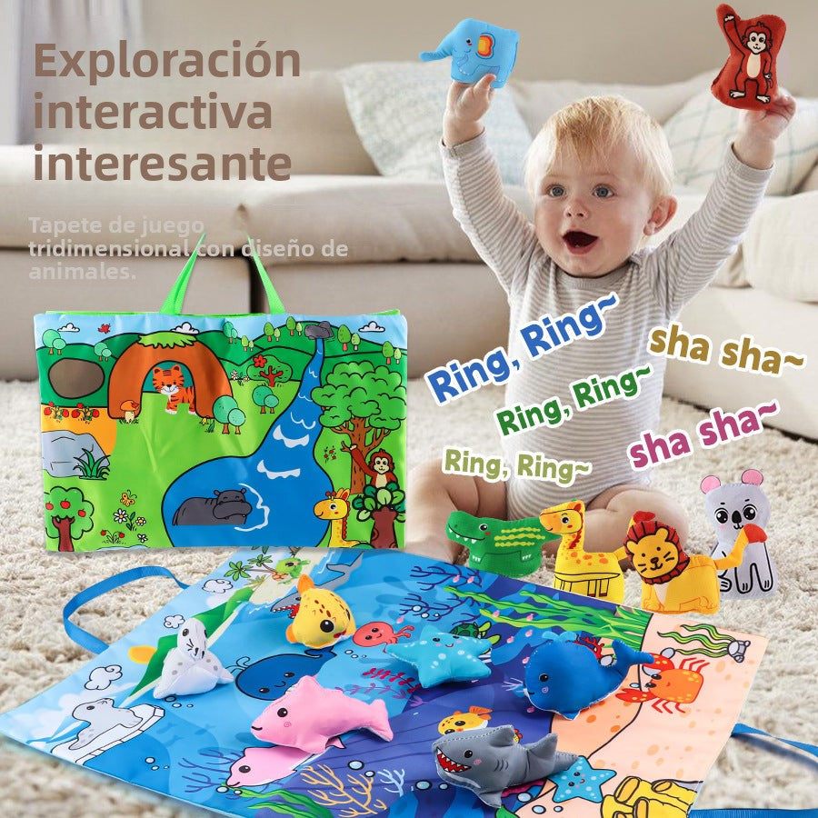 Alfombra de actividades para bebés con diseño de animales