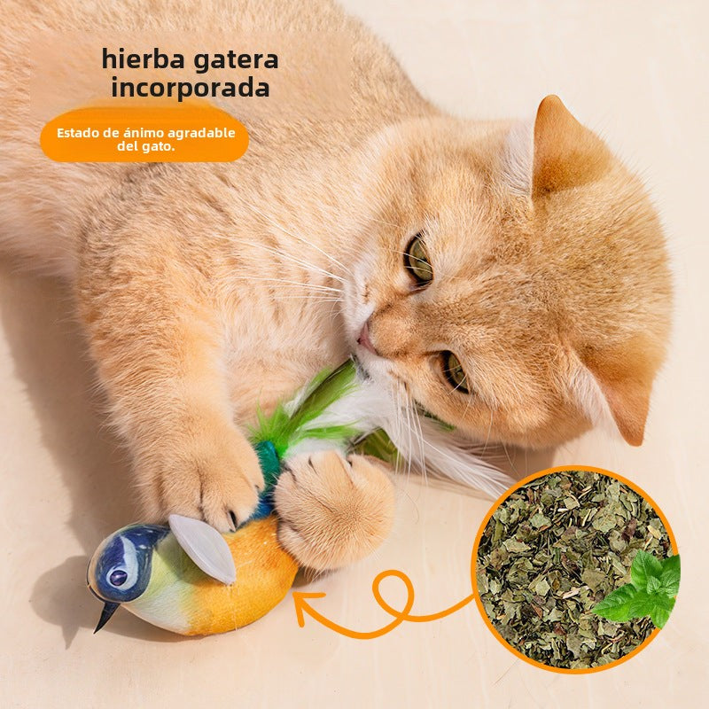 Juguete para Gato: Varita de Plumas con Sonido de Pájaro Realista