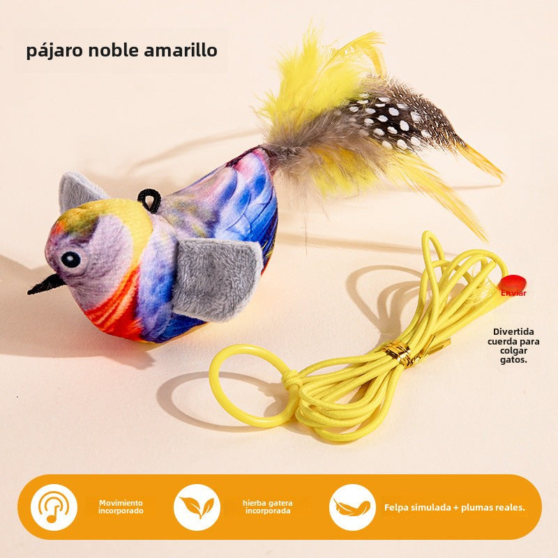 Juguete para Gato: Varita de Plumas con Sonido de Pájaro Realista