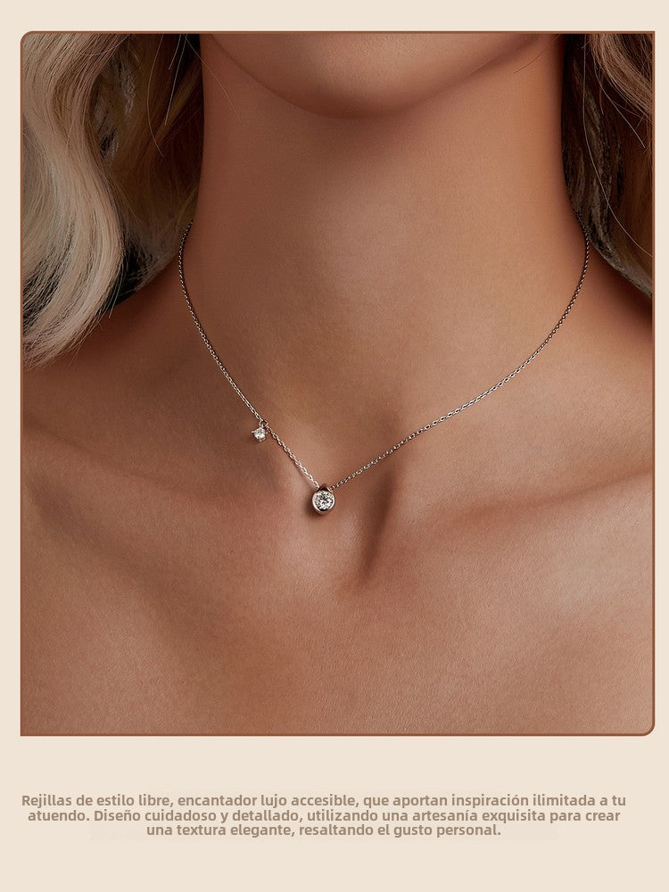 Collar de agua en forma de gota de moissanita de 50 puntos: Joyería de lujo en plata S925, elegante y brillante para el escote