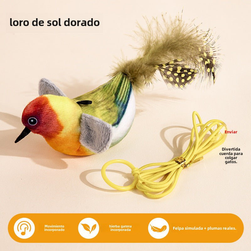 Juguete para Gato: Varita de Plumas con Sonido de Pájaro Realista