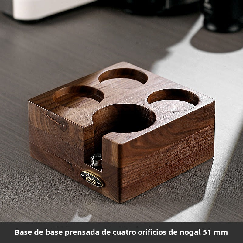 Kit de Prensado de Café Italiano Bincoo: Base de Madera de Nogal y Tamiz para Espresso