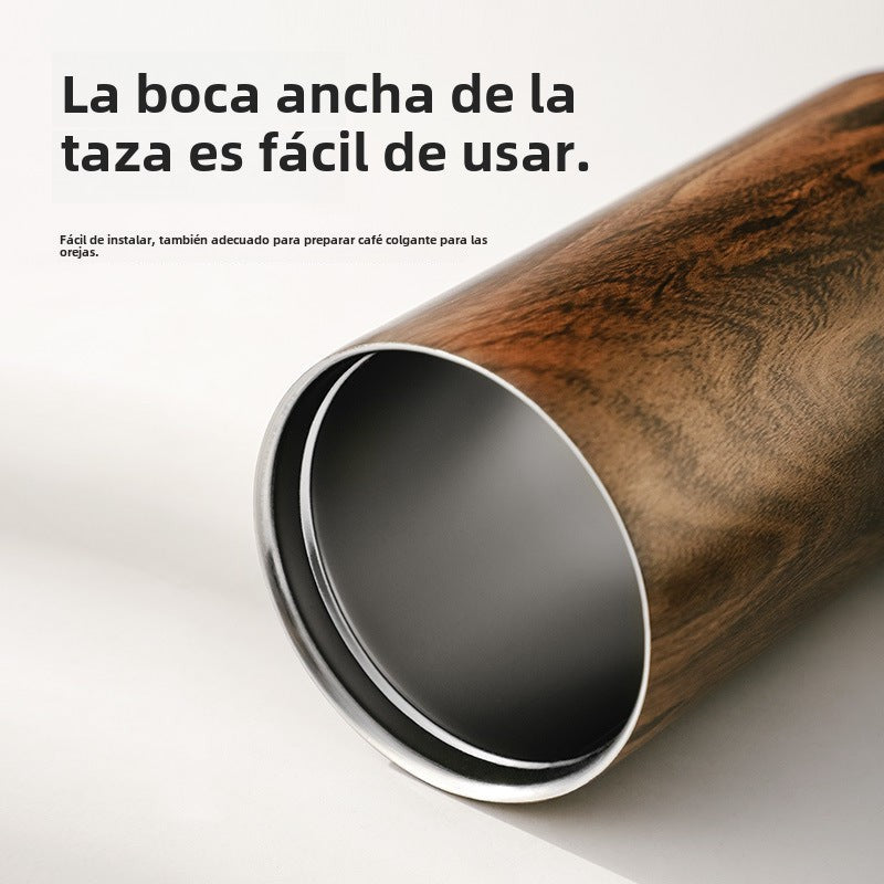 Taza de café Bincoo: Elegante y portátil, termo de madera para hombres