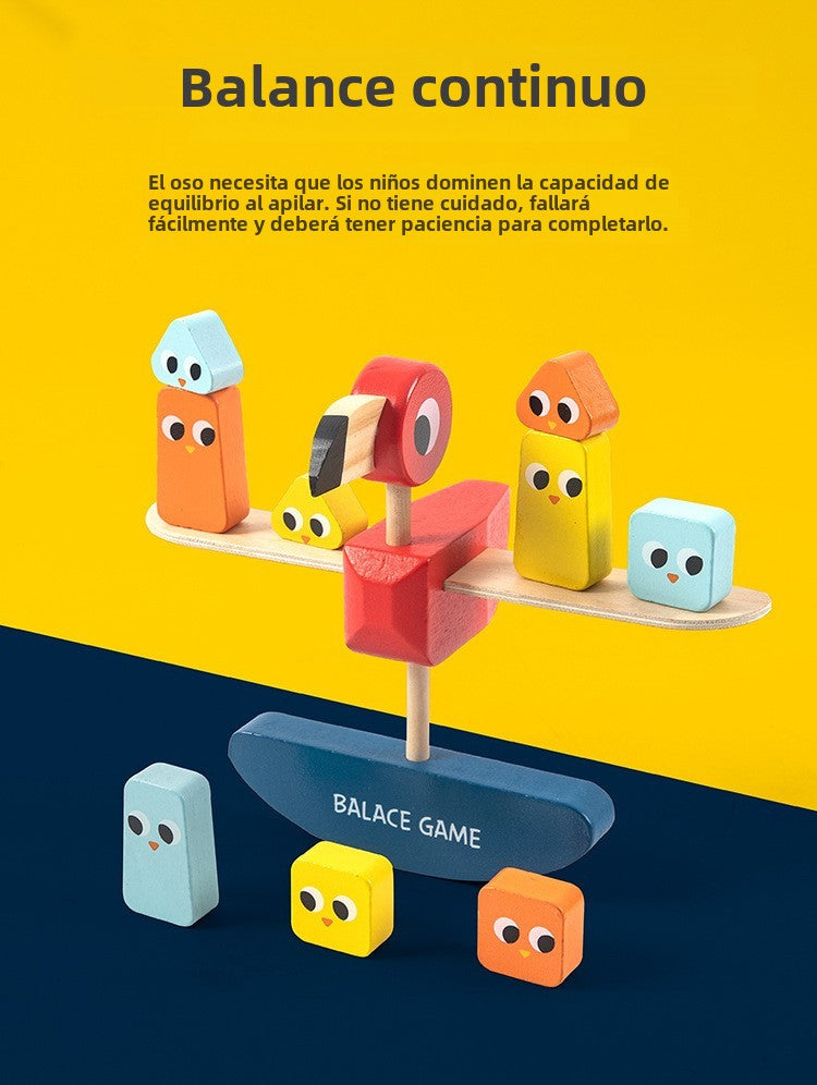 Juego de Equilibrio de flamingo : Bloques Apilables de Madera para Niños