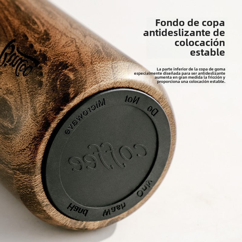 Taza de café Bincoo: Elegante y portátil, termo de madera para hombres