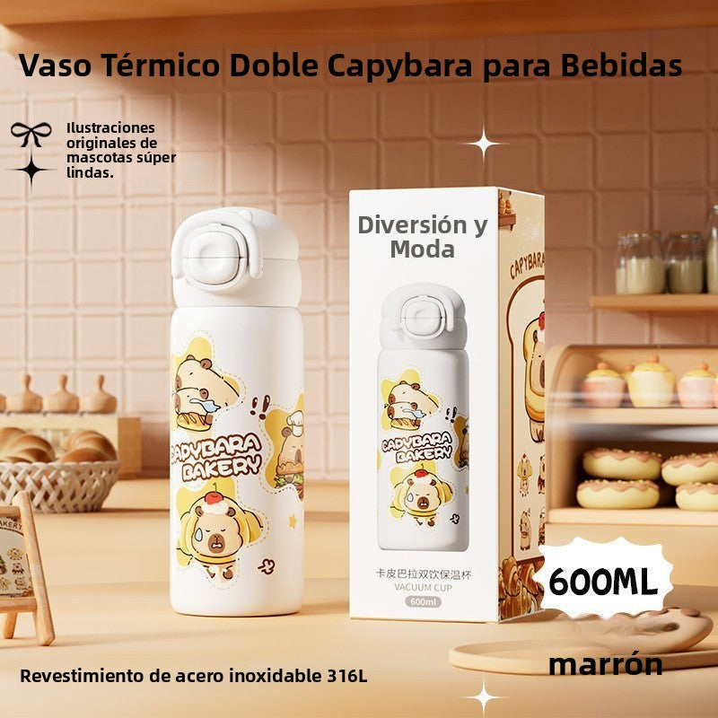 Termo de Acero Inoxidable con Accesorios de Capibara en Múltiples Modelos y Capacidades