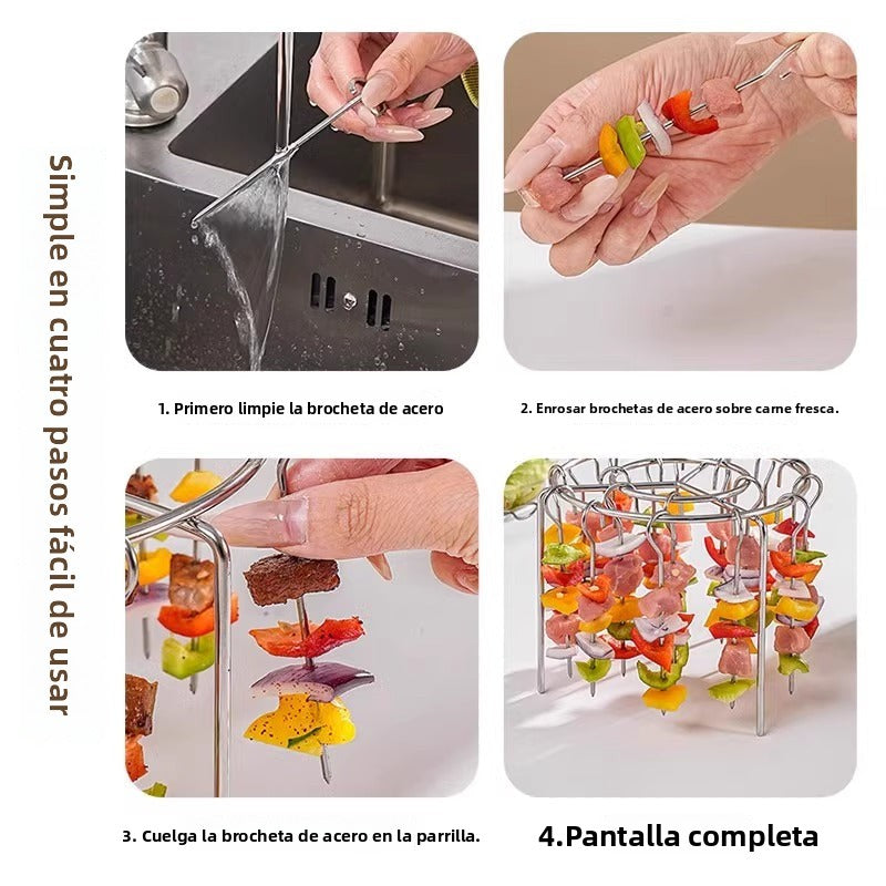 Brochetas para Freidora de Aire con Parrilla Vertical - Soporte de Acero Inoxidable para Cocina y Barbacoa