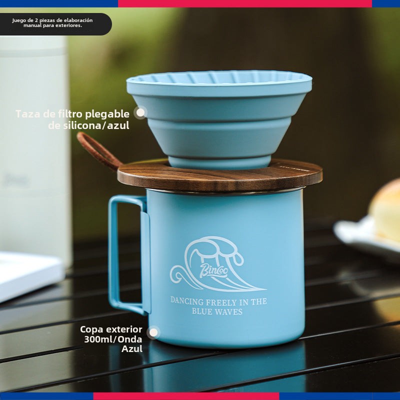 Taza de café de camping Bincoo: Taza portátil de acero inoxidable 304, ideal para parejas y uso en casa