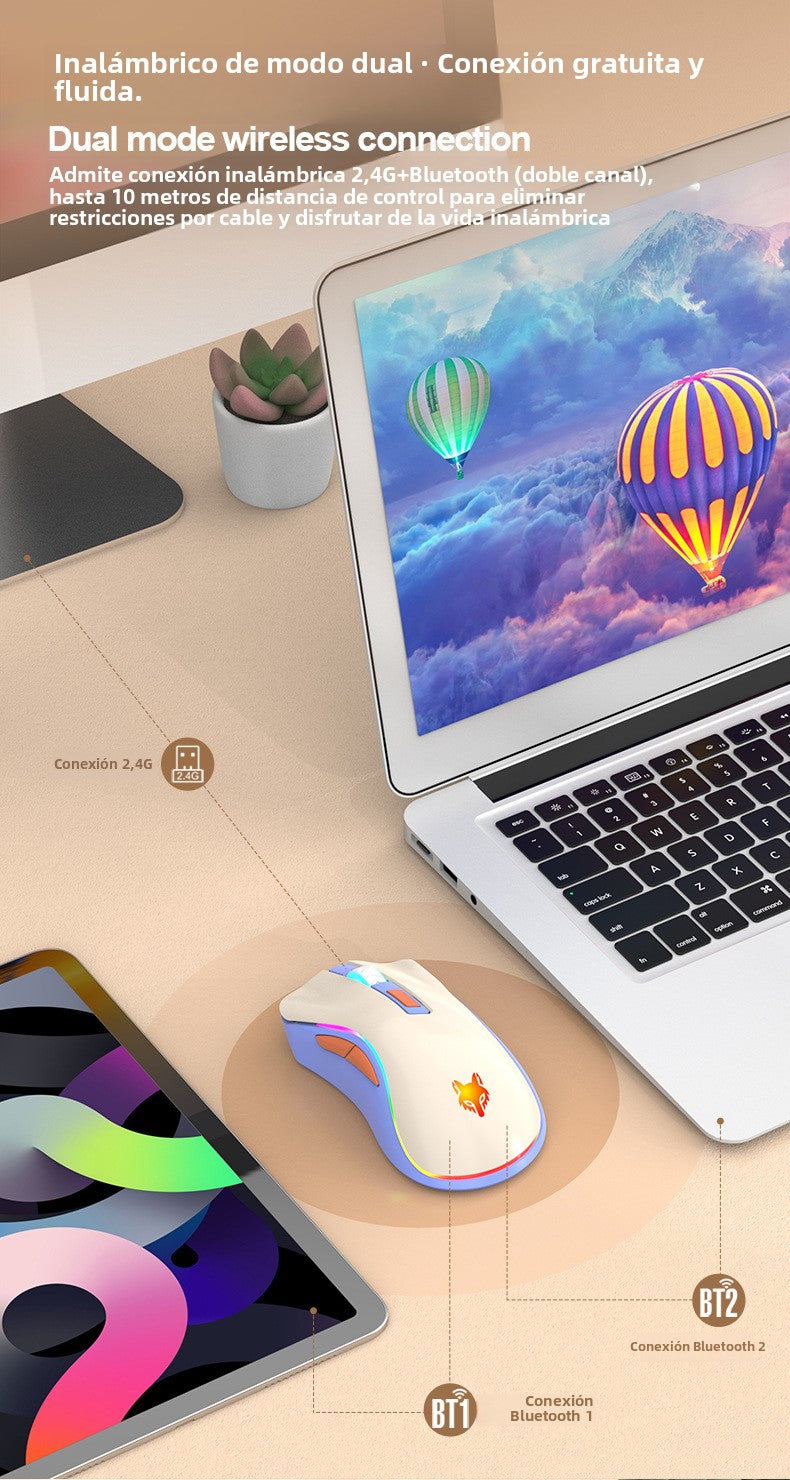 Ratón Inalámbrico Dual Modo 2.4G y Bluetooth XYH52: Recargable, Silencioso, Ideal para Oficina y Juegos