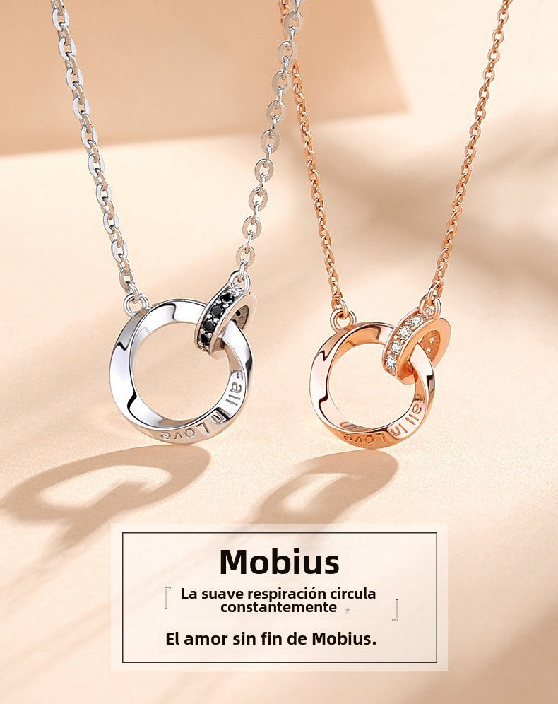 Collar de pareja de anillos entrelazados: diseño minimalista y elegante para hombres y mujeres