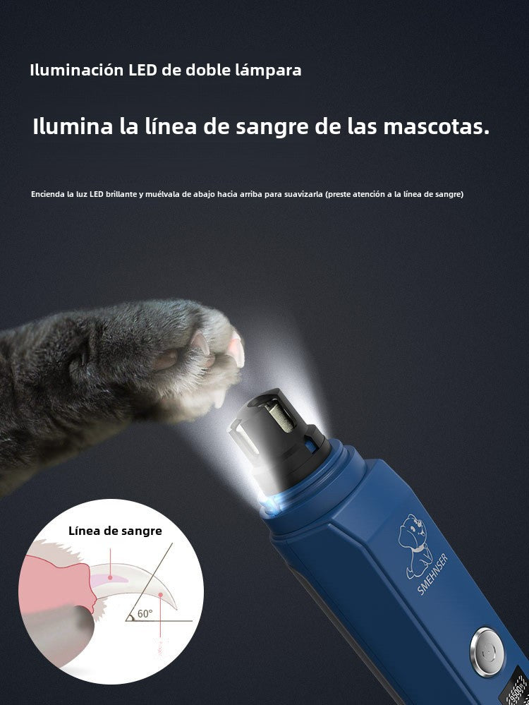 Cortaúñas Eléctrico para Mascotas: Lima de Uñas con Mango Antideslizante, para Perros y Gatos