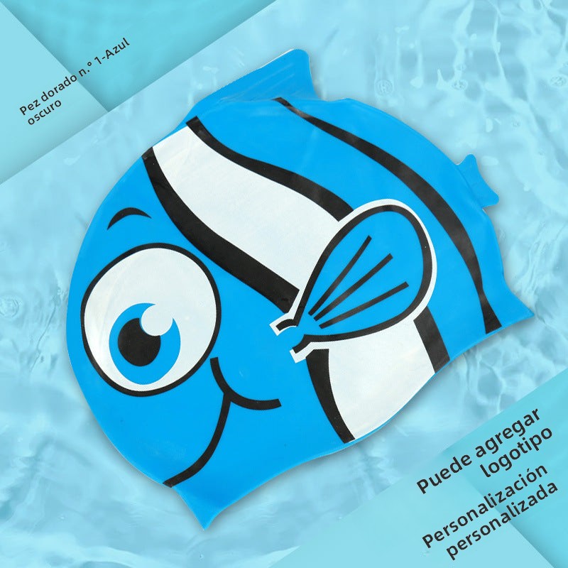 Multicolor Silicone Children's Swim Cap with Waterproof Ear Protection and Animal Design for Swimming and Training