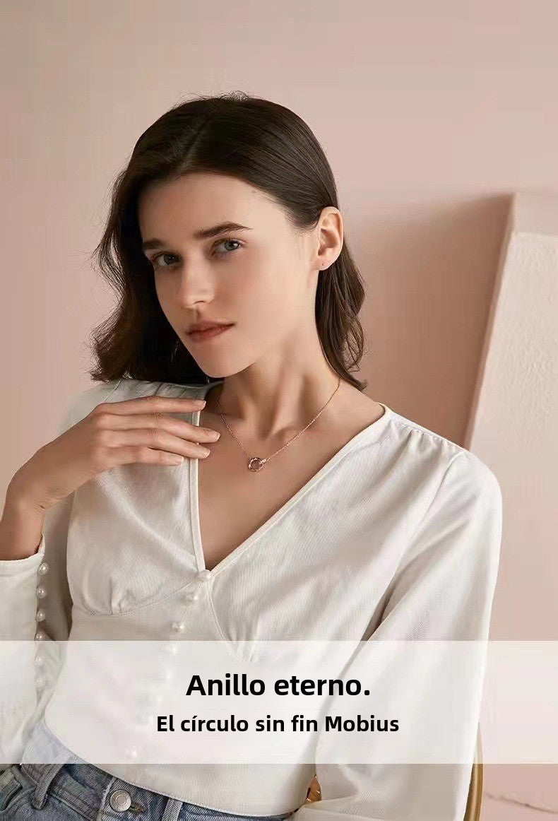 Collar de pareja de anillos entrelazados: diseño minimalista y elegante para hombres y mujeres