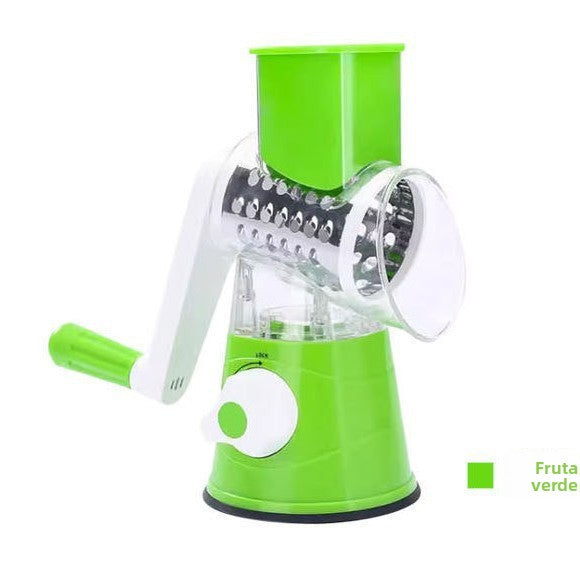 Rallador De Verduras, Frutas Y Queso Con Manivela Y 3 Cuchillas Intercambiables