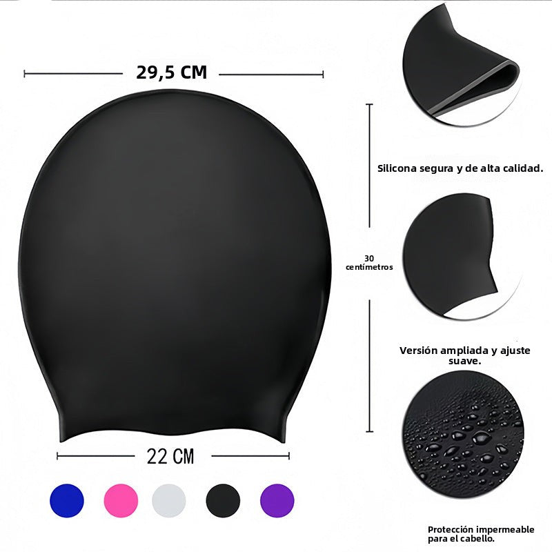 Gorro de natación de silicona antideslizante grande