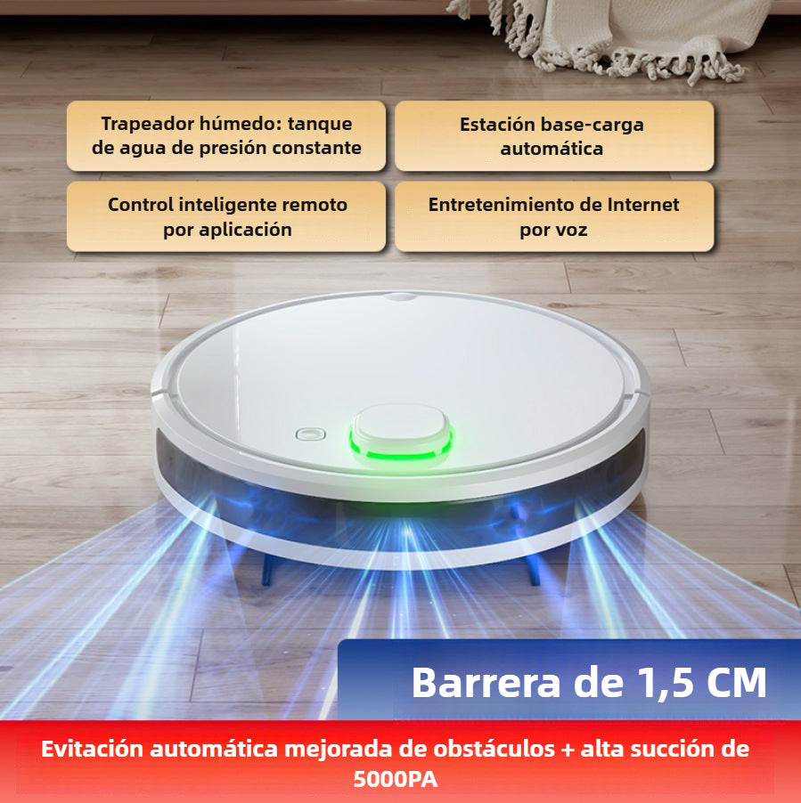 Robot Aspirador 3 en 1: Limpiador Inteligente con APP, Mapeo y Control Remoto - Aspira, Barre y Friega Automáticamente