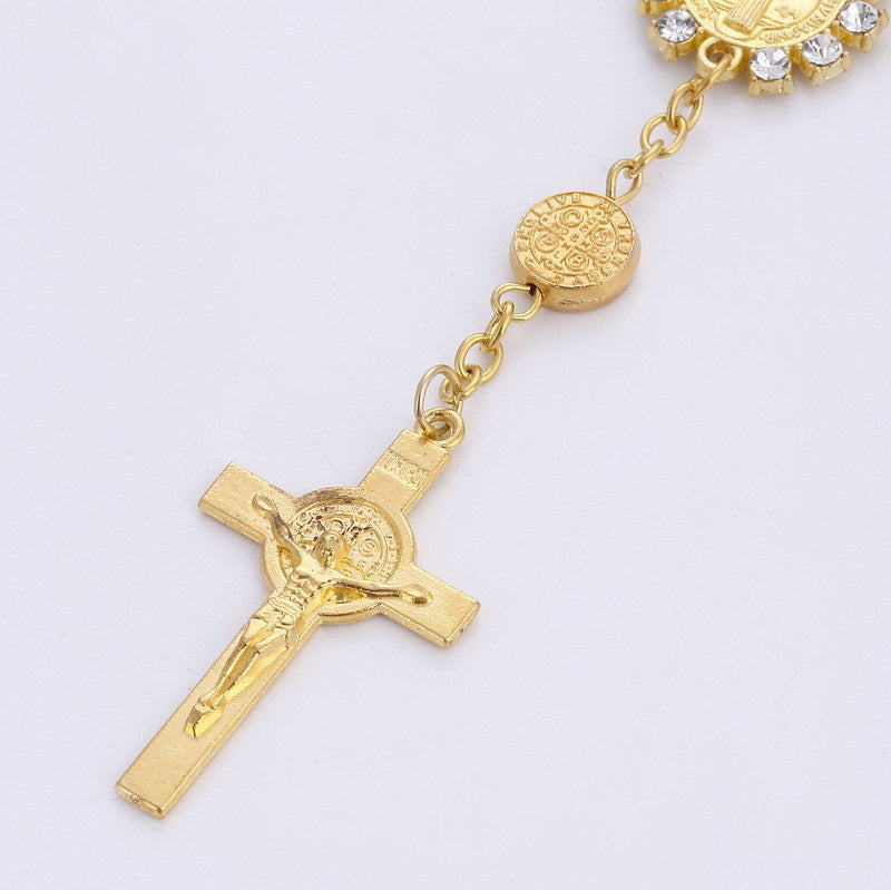 Pulsera de Perlas Sintéticas 10mm con Cruz – Joyeria Religiosa