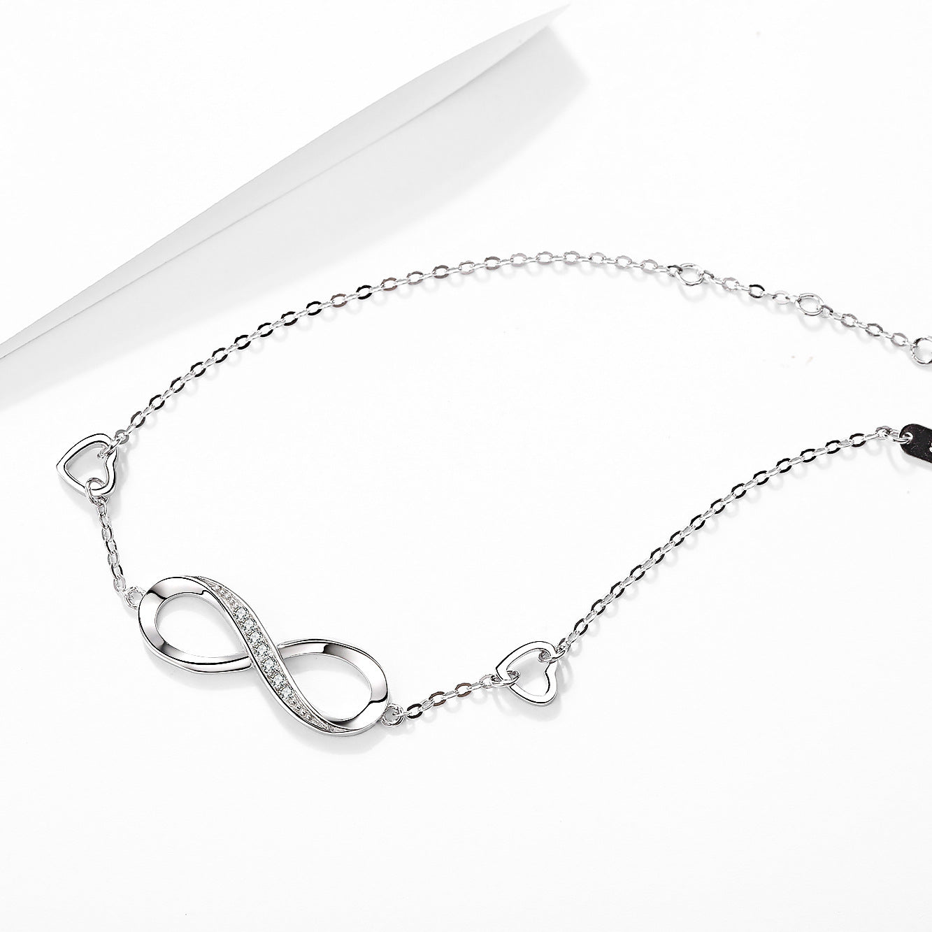 Pulsera de Plata 925 con Símbolo Infinito y Corazones – Para Mujer