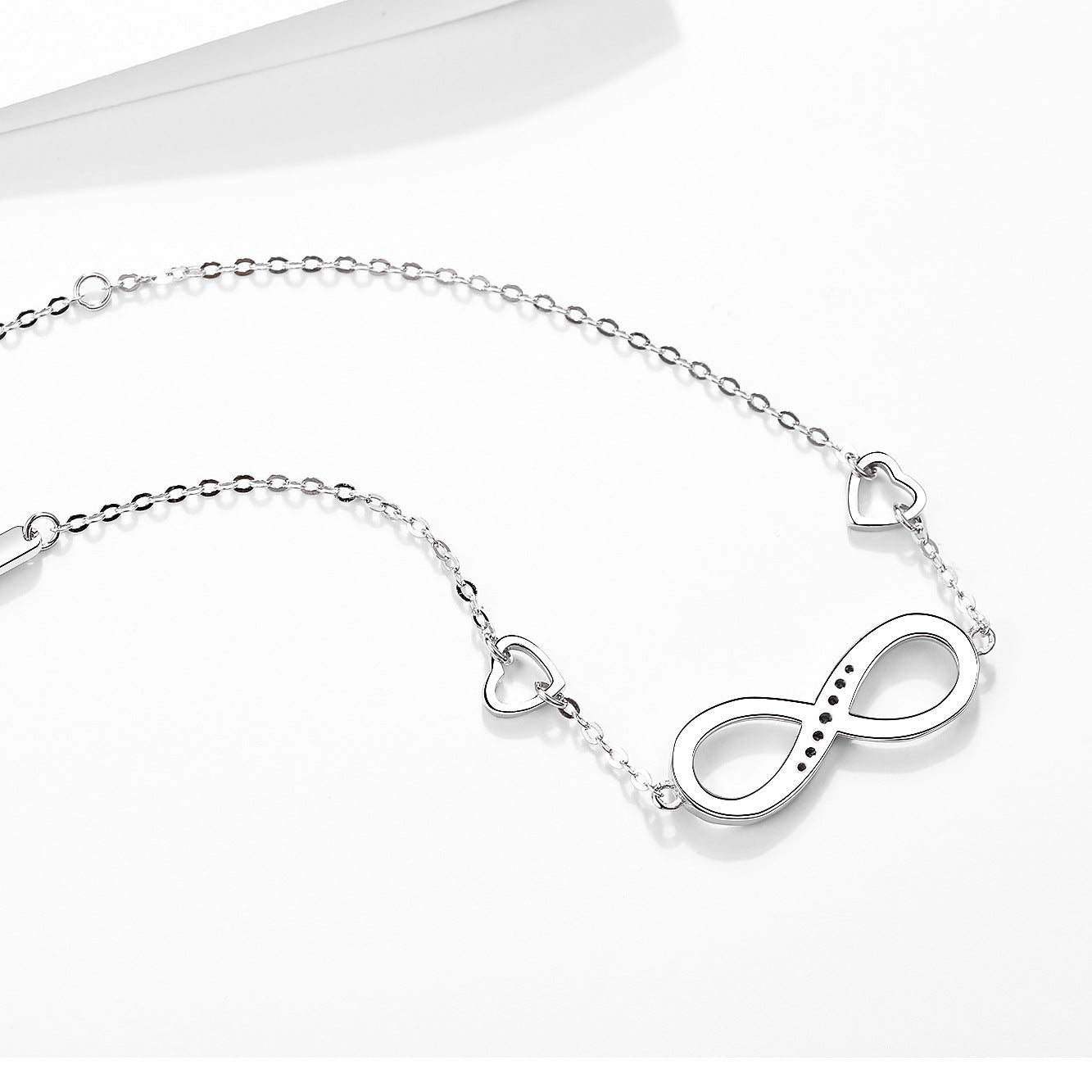 Pulsera de Plata 925 con Símbolo Infinito y Corazones – Para Mujer