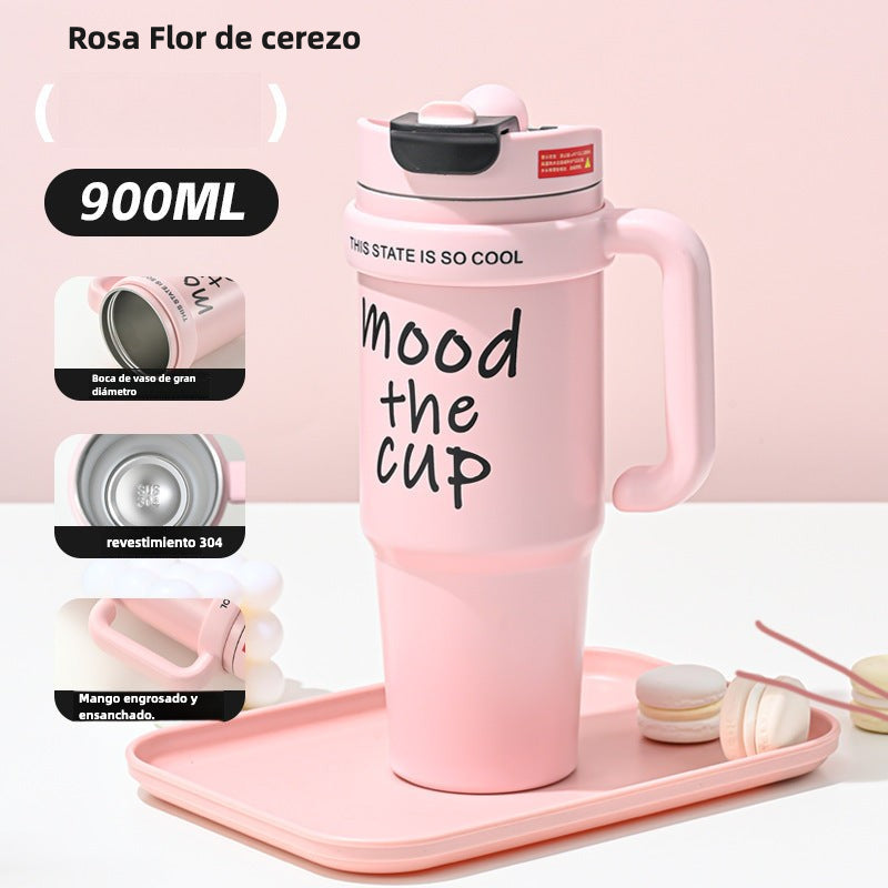 Vaso Térmico de Gran Capacidad con Popote y Boquilla para Bebidas Calientes o Frías
