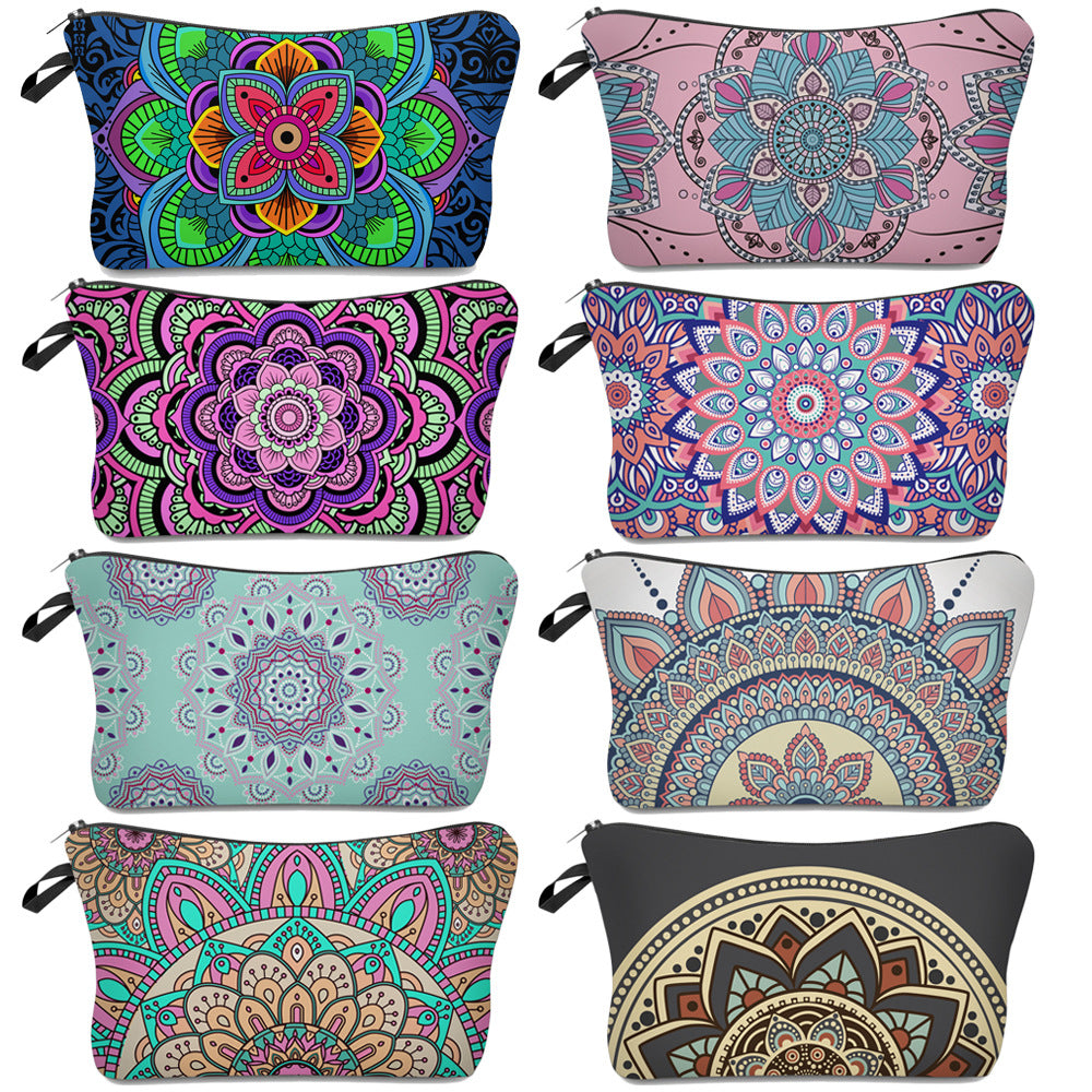 Bolsa de cosméticos para mujer con estampado bohemio Mandala
