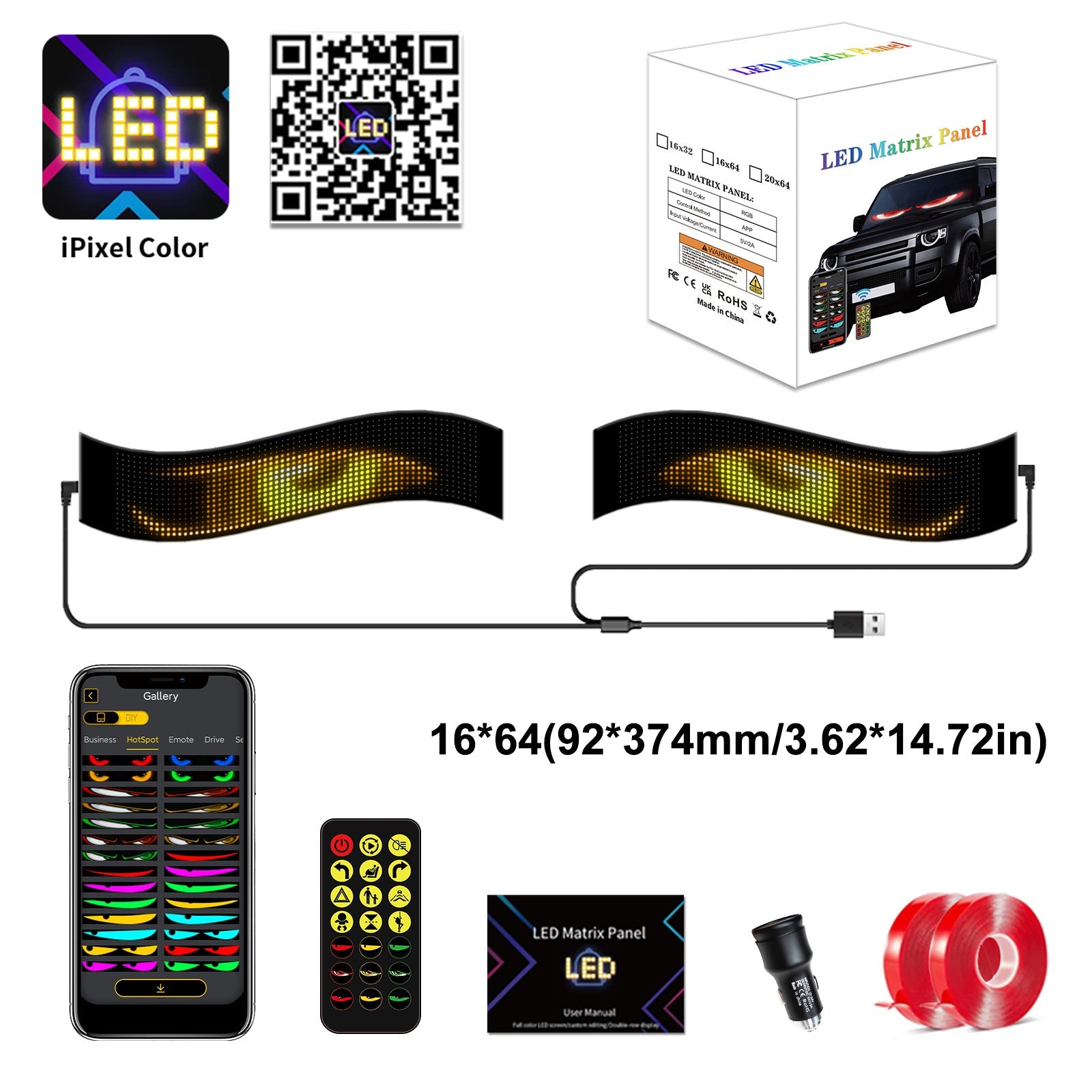 Flexible Bluetooth LED Car Display: Waterproof IP65 Full-Color Smart Vehicle Screen