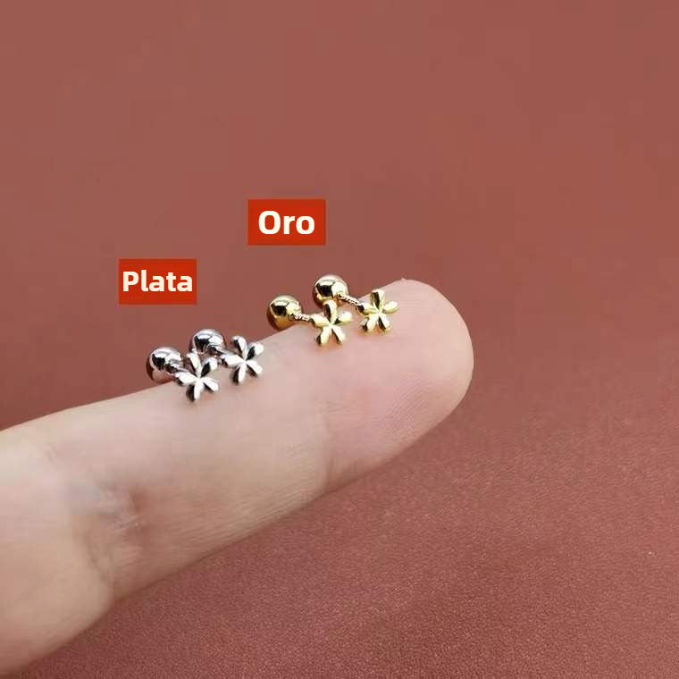 Piercing de Plata pura 999 – Diseño de Flor con Cierre de Rosca