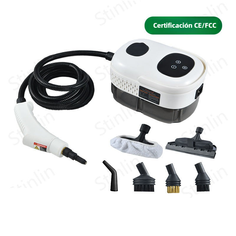 Limpiadora a vapor portátil con múltiples accesorios para eliminar ácaros, hongos y bacterias. Ideal para limpieza profunda del hogar.