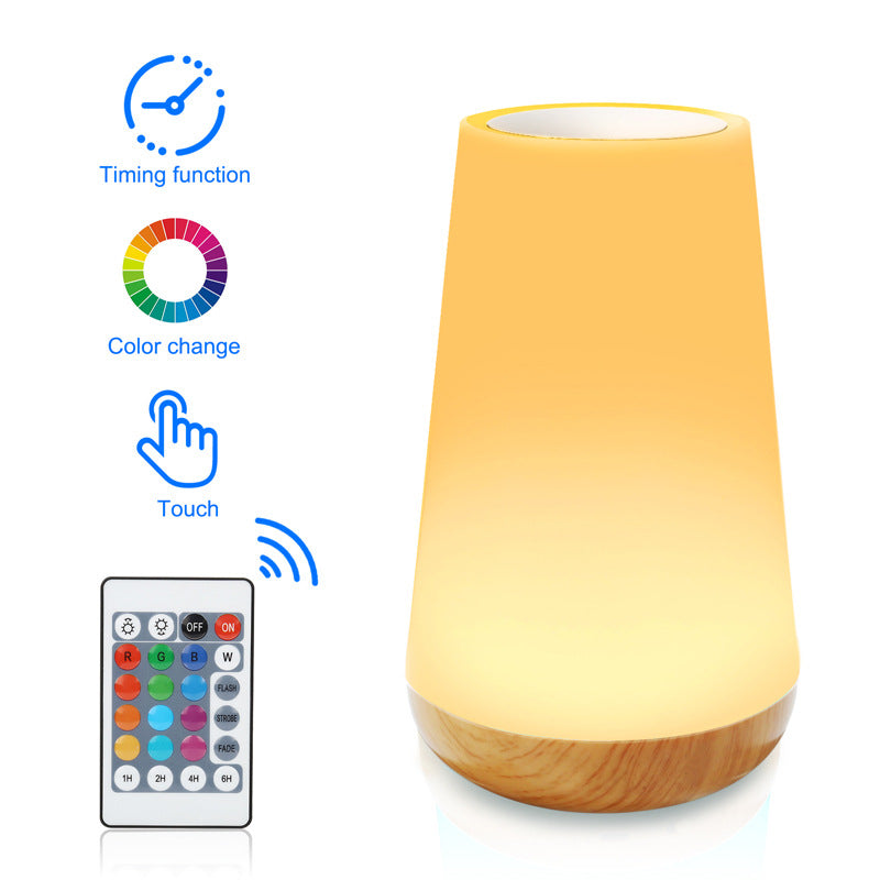 Lámpara de Mesa en madera - Luz Táctil Multicolor  y Control Remoto