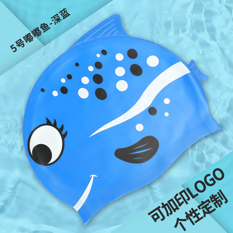 Multicolor Silicone Children's Swim Cap with Waterproof Ear Protection and Animal Design for Swimming and Training