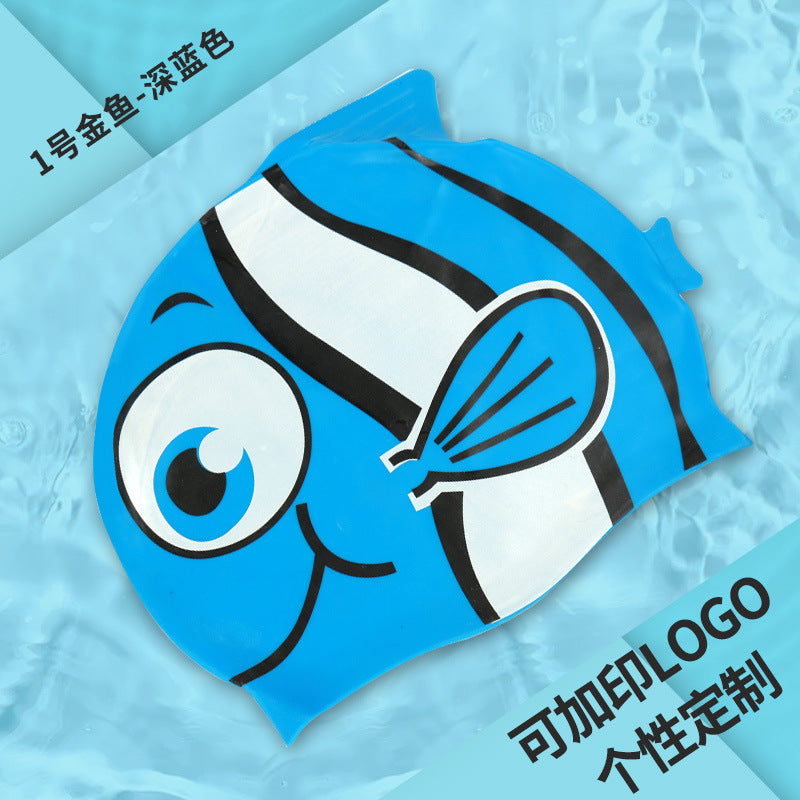 Multicolor Silicone Children's Swim Cap with Waterproof Ear Protection and Animal Design for Swimming and Training