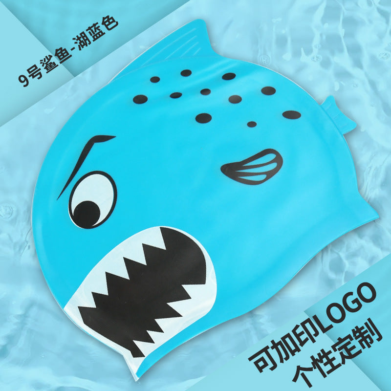 Multicolor Silicone Children's Swim Cap with Waterproof Ear Protection and Animal Design for Swimming and Training