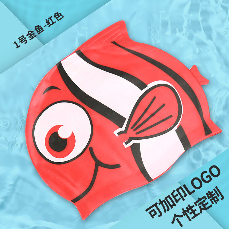 Multicolor Silicone Children's Swim Cap with Waterproof Ear Protection and Animal Design for Swimming and Training