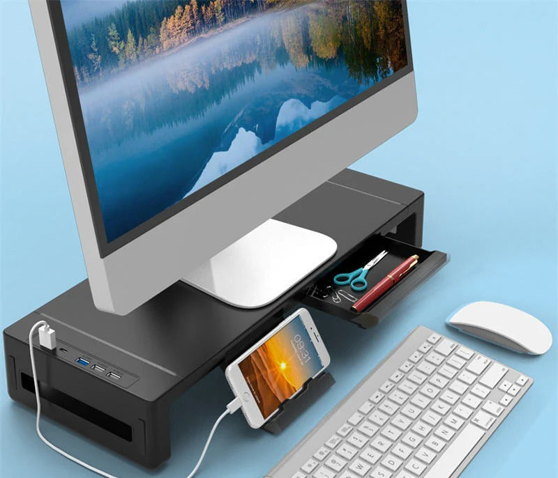 T1 All-in-One Laptop Stand: Multifunctional Monitor, RGB Mouse Pad