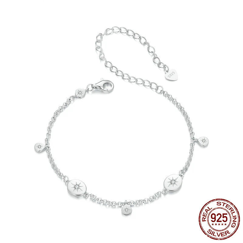 pulsera plata 925 charms estrellas grabadas circonia bohemio