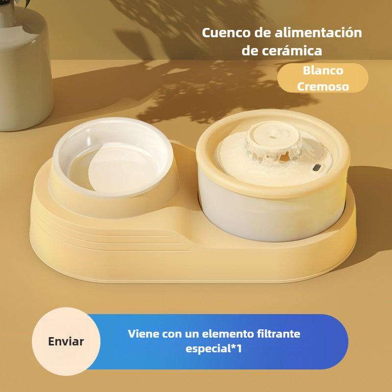 Fuente de Agua 2 en 1 para Gatos: Automático con Filtro Circulante