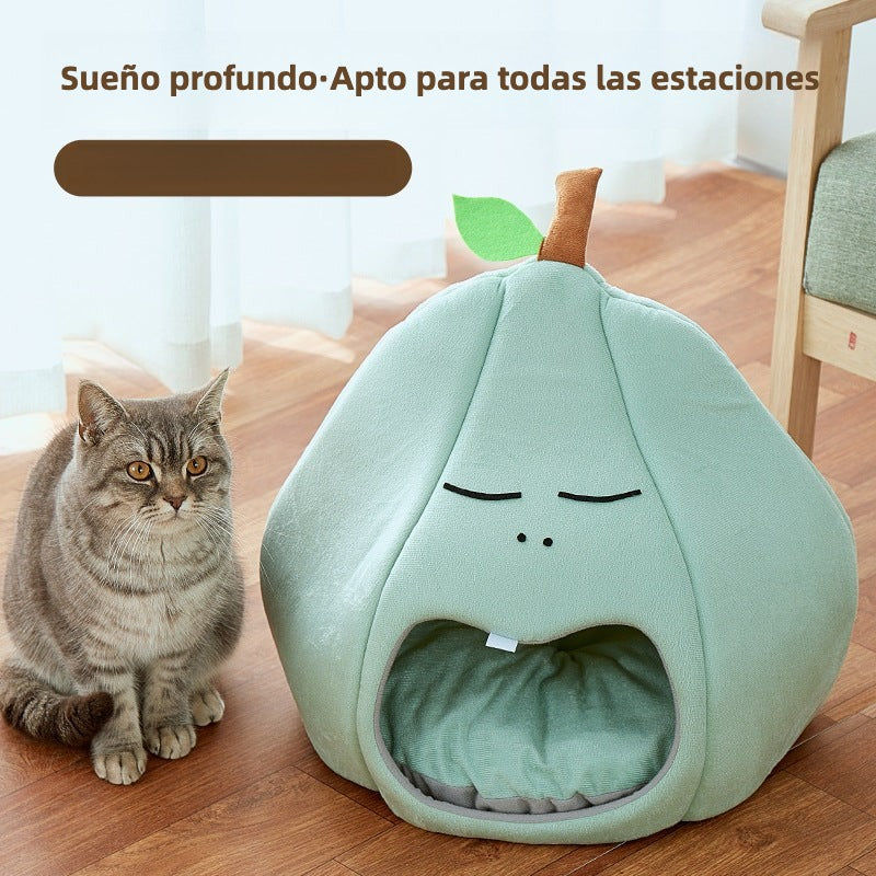 Casa para Gatos Semi Cerrada con Diseño de Pera | Suave y Acogedora