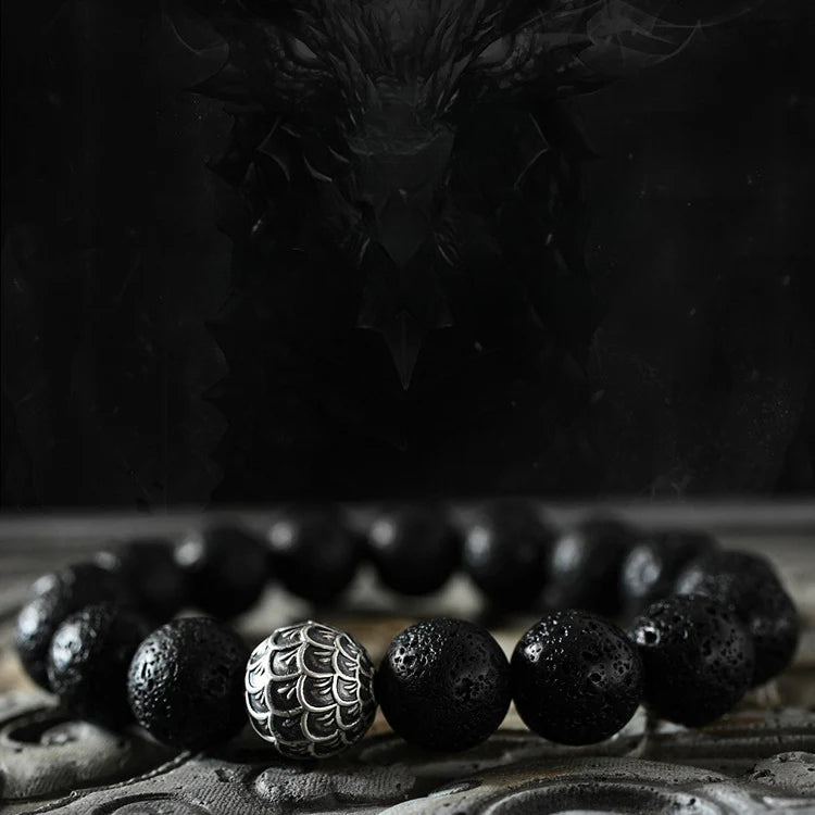 Pulsera de piedra volcánica: diseño retro, suerte y fuerza para hombres - regalo de aniversario perfecto