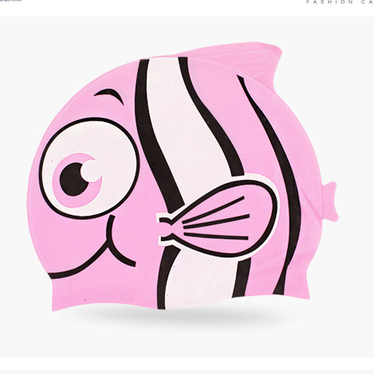Multicolor Silicone Children's Swim Cap with Waterproof Ear Protection and Animal Design for Swimming and Training