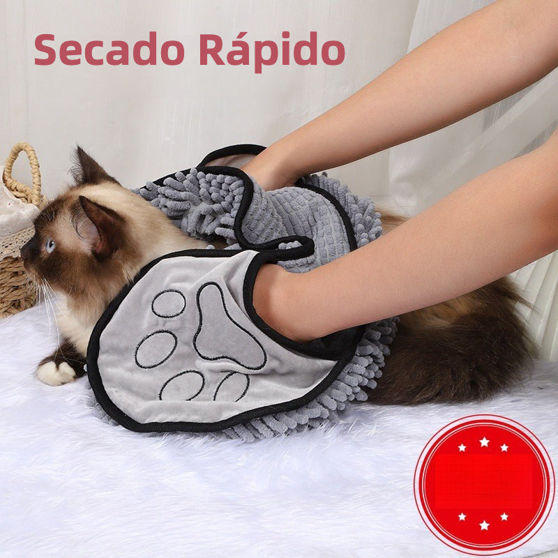 Toalla para gatos de secado rápido con bolsillos