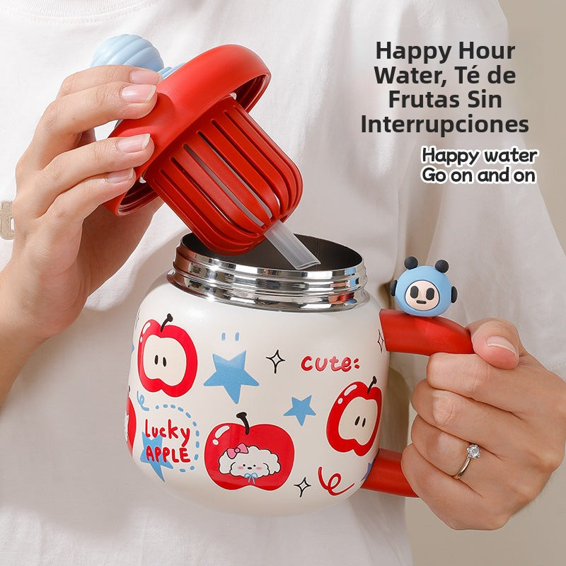 Vaso para infusiones con tapa y pajita