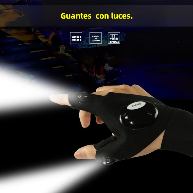 Guantes Con Luz LED Para Pesca Nocturna Y Reparaciones Mecánicas – Iluminación Portátil