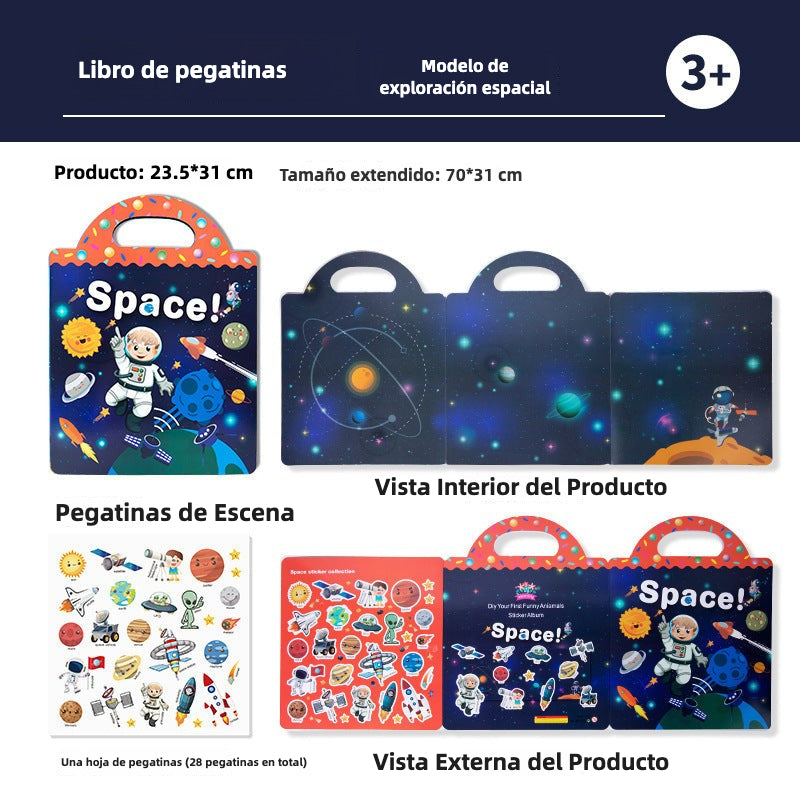 Libro Educativo para Niños con Juegos de Stickers Reusables