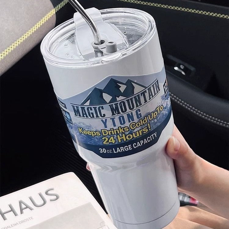 Vaso Térmico de Gran Capacidad con Popote y Boquilla para Bebidas Calientes o Frías